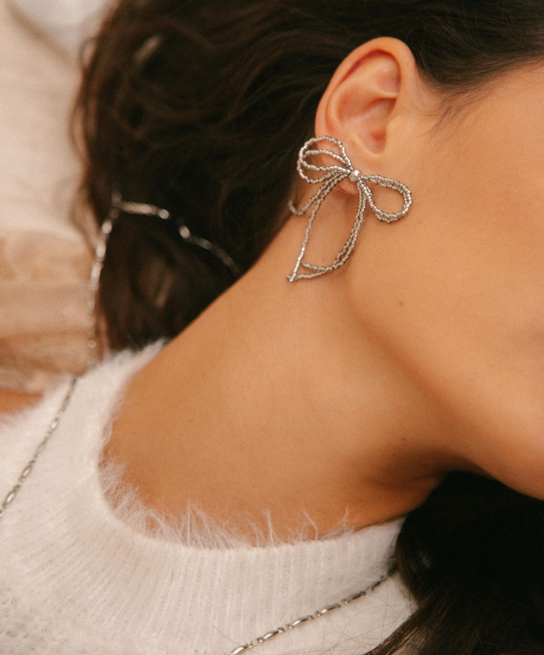 Bows of Joy Earrings Silver