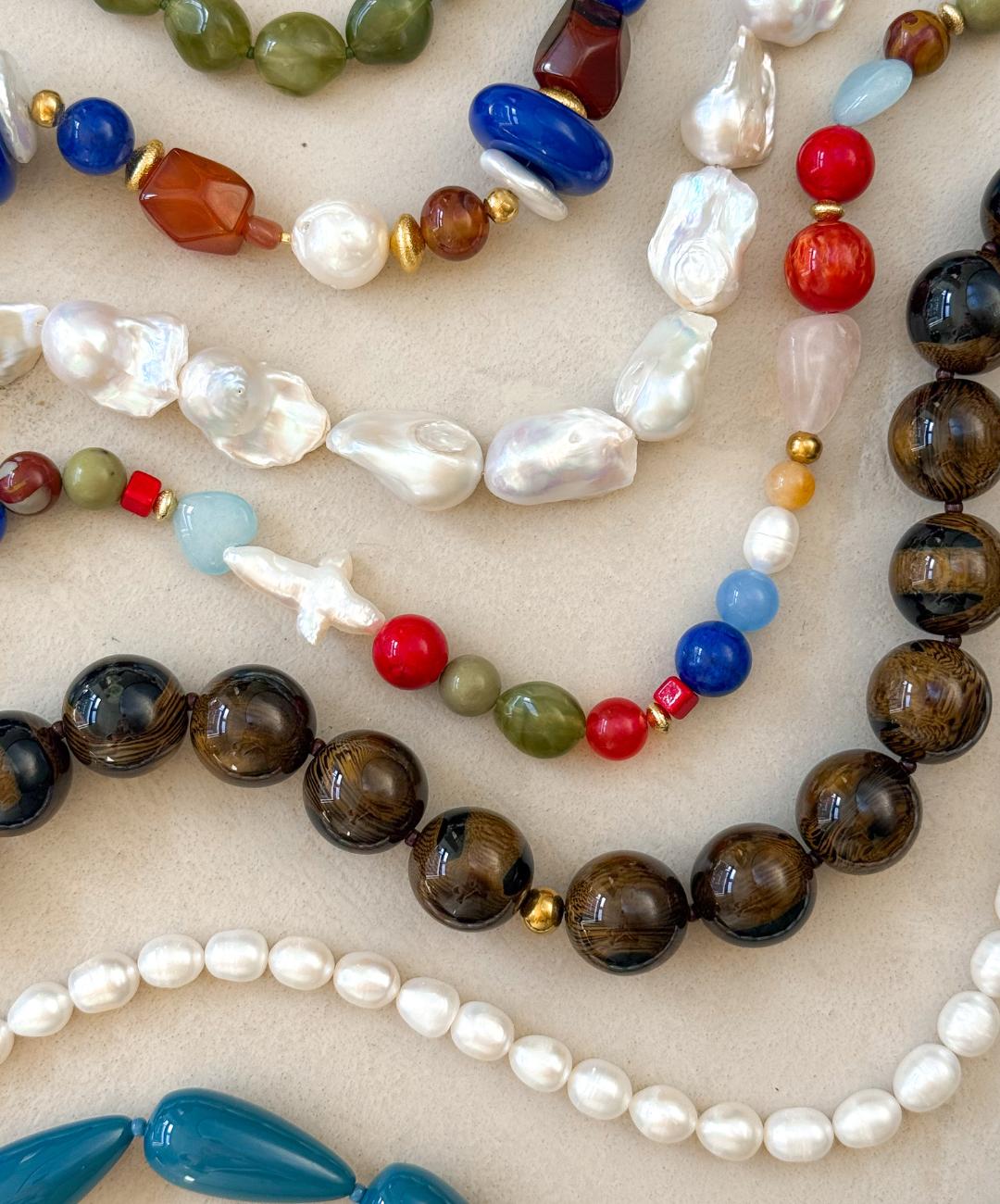 Statement Ketting dames, grote parel ketting Dames ketting met kleurrijke kralen, speelse ketting