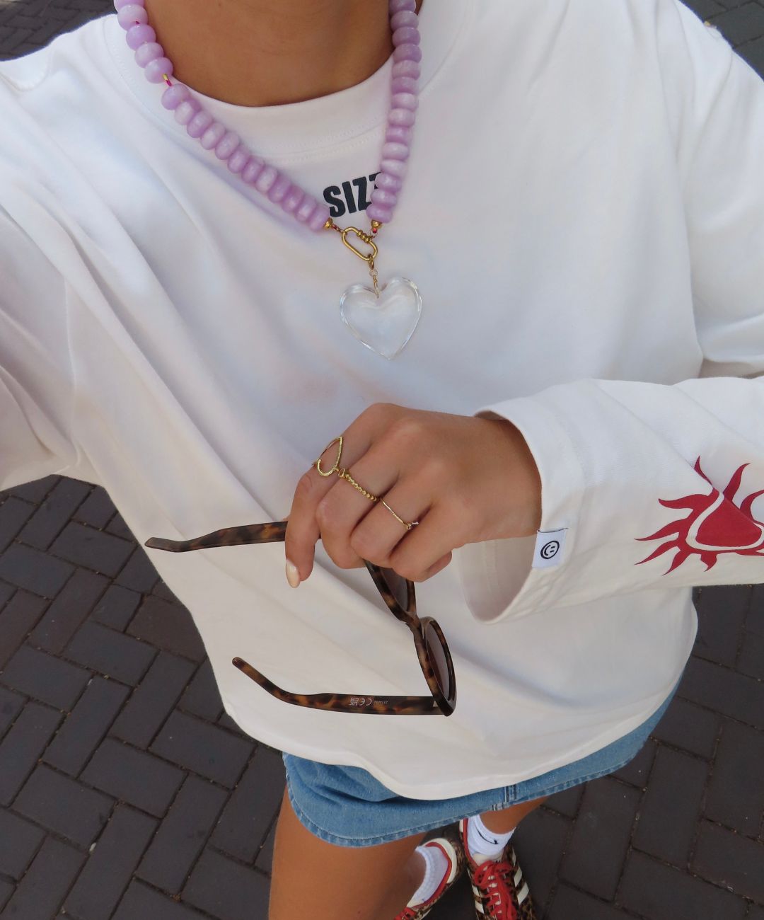 Lila kleurige ketting, kralen ketting lila, dames ketting lila