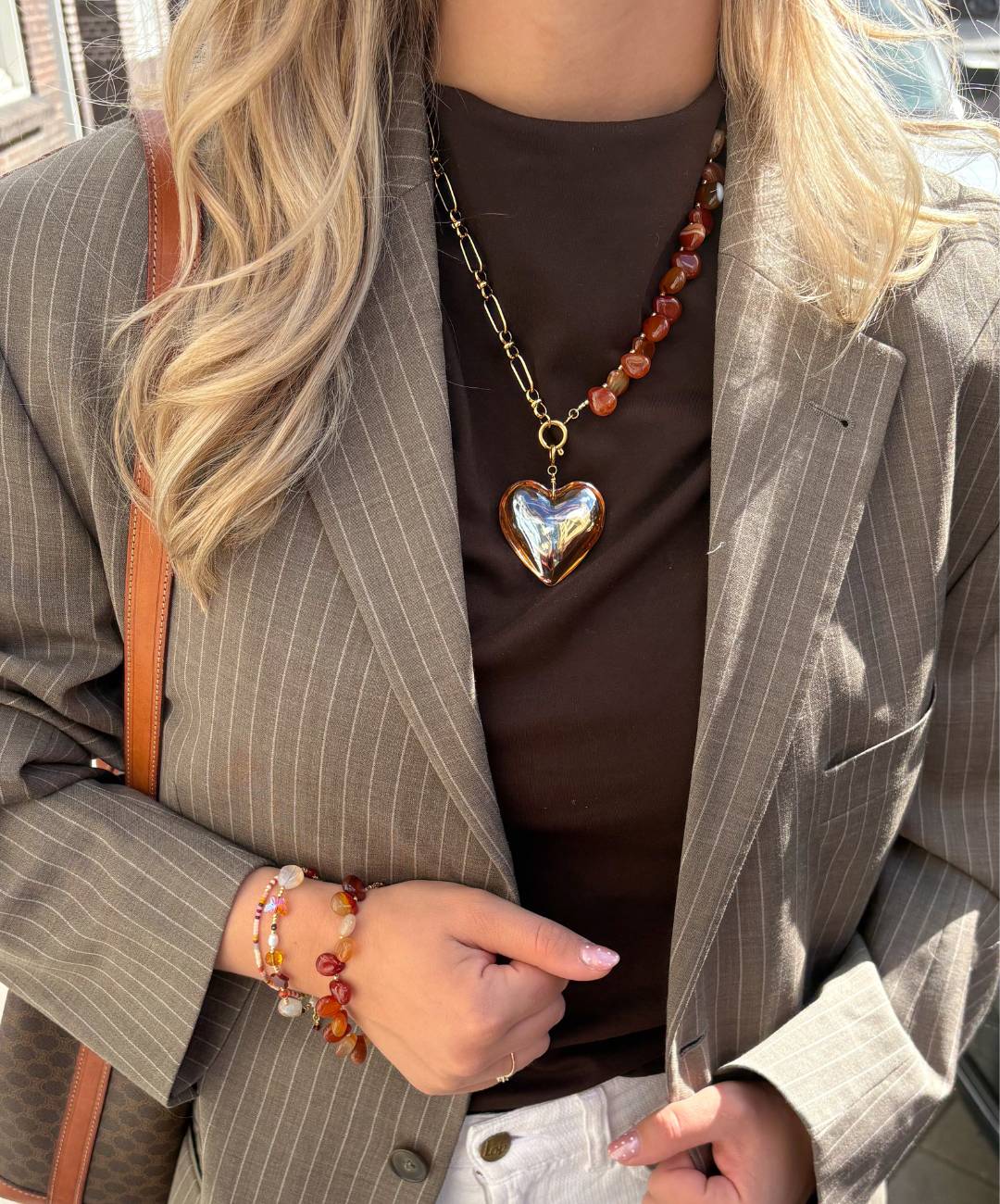 Glowing Heart Charm Brown