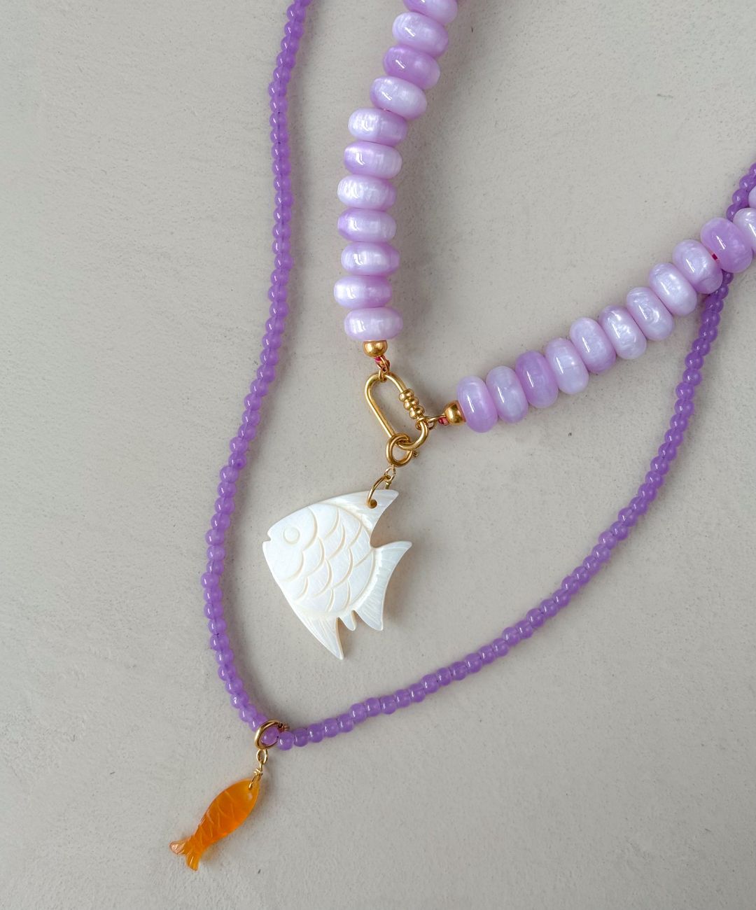 Lila kleurige ketting, kralen ketting lila, dames ketting lila