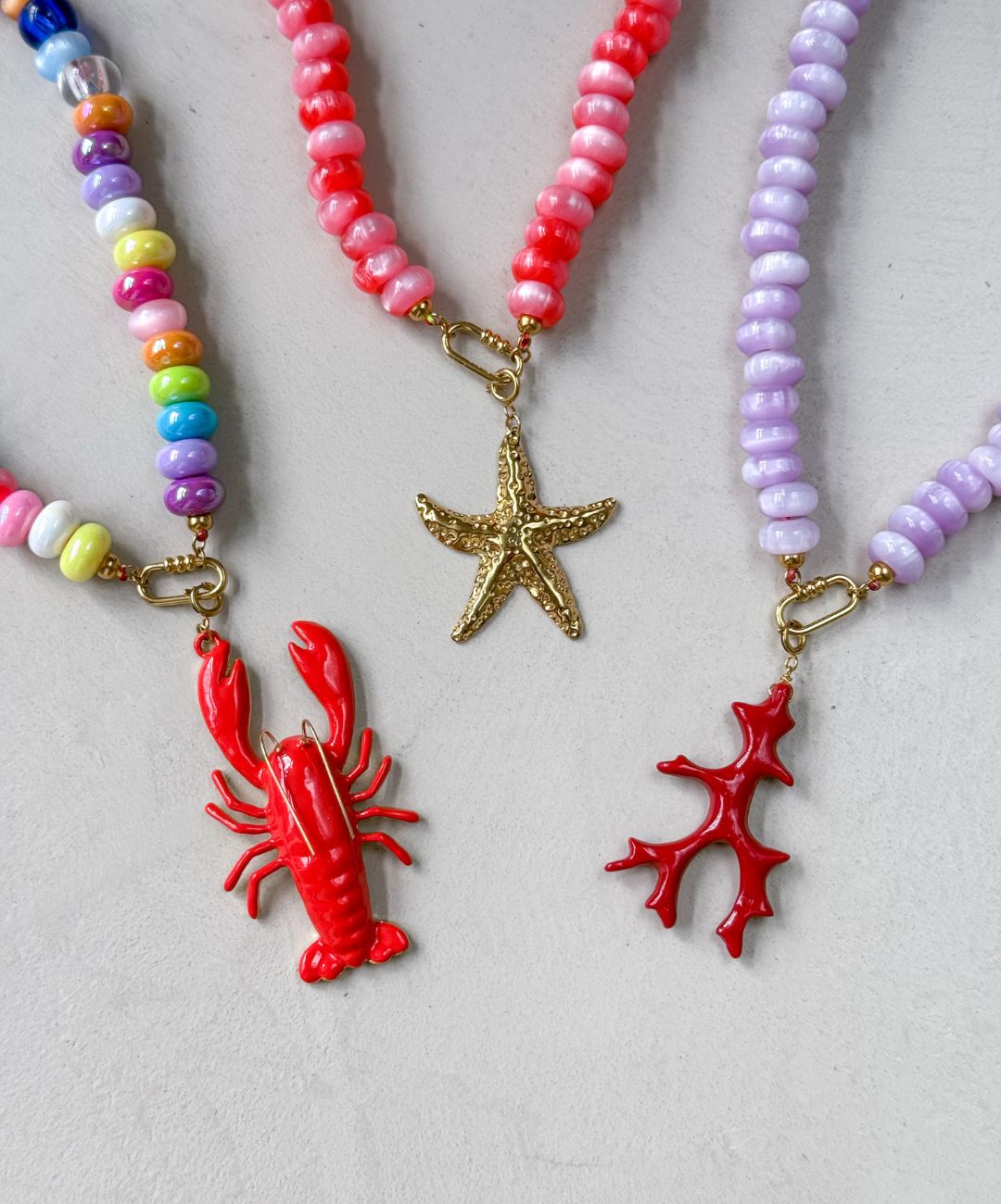 Koraal kleurige ketting dames