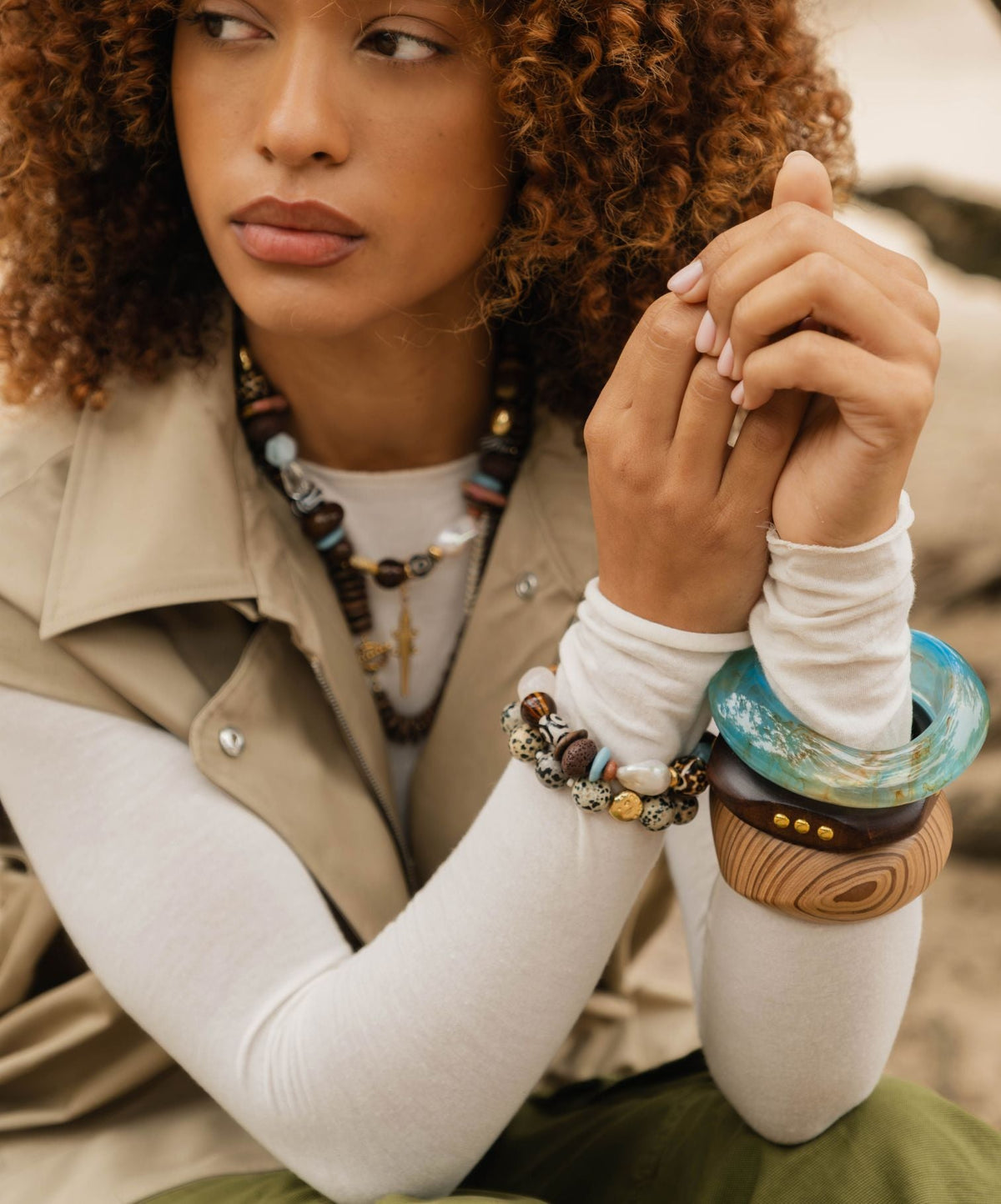 Wooden Stripe Bangle