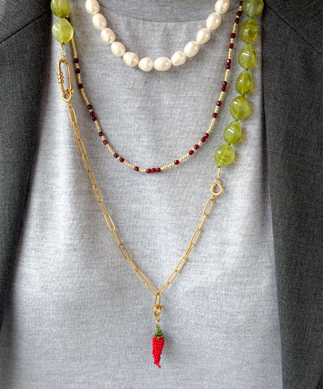 Rode langere ketting dames, Verleng ketting, gouden ketting