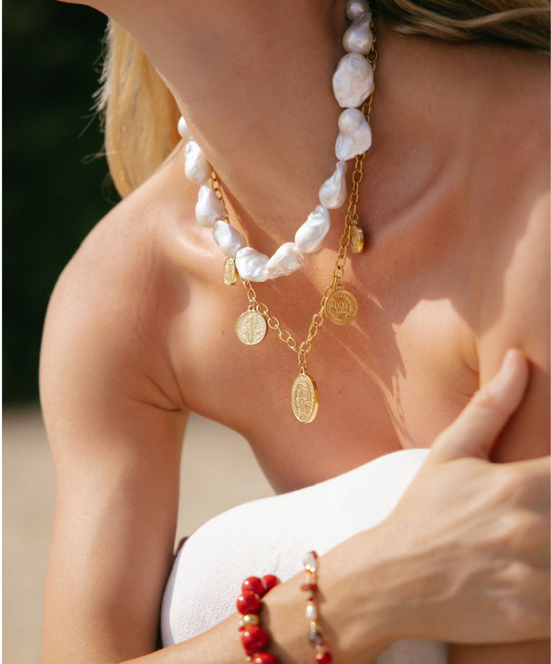 Statement Ketting dames, grote parel ketting