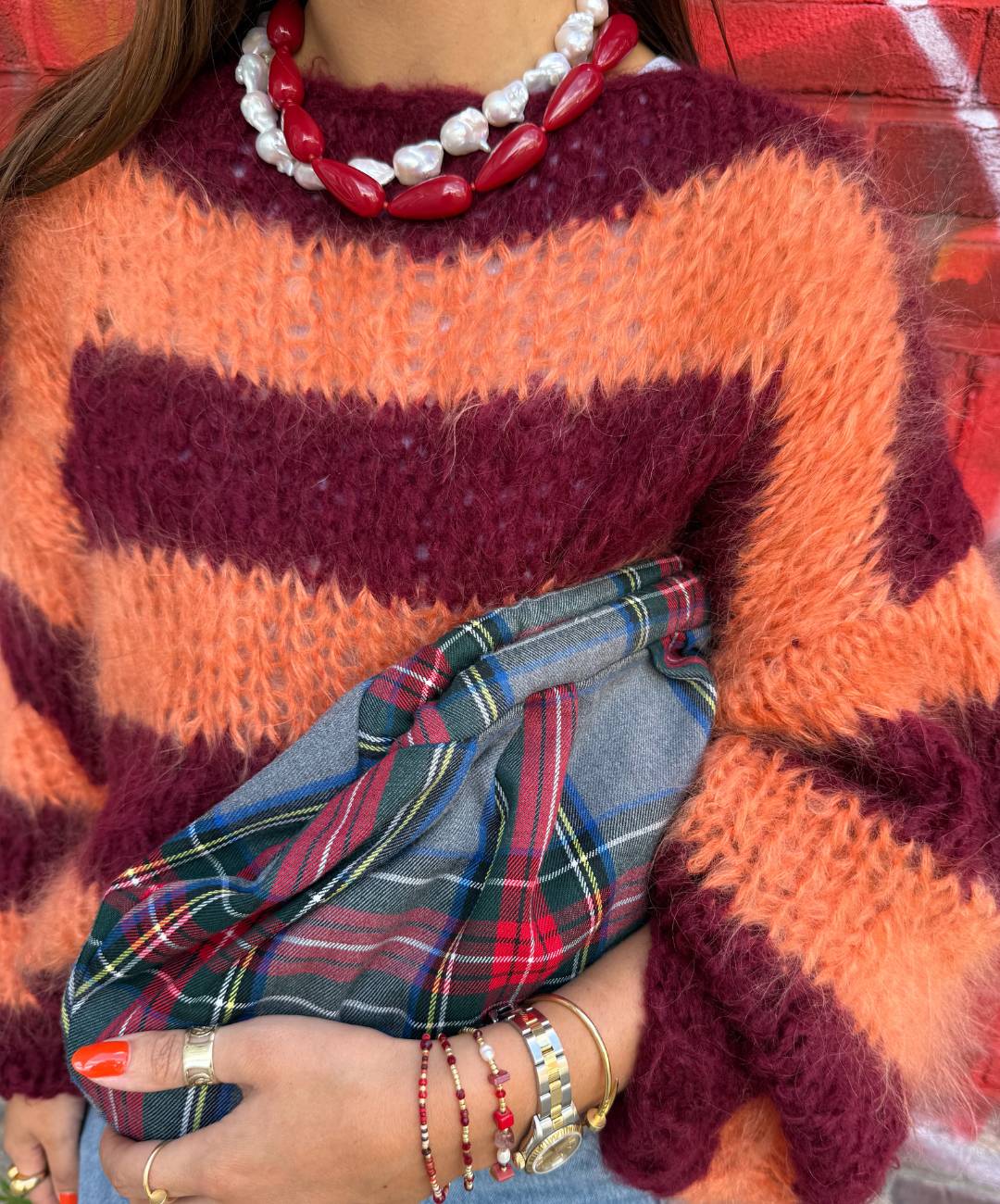 Statement Ketting dames, grote parel ketting