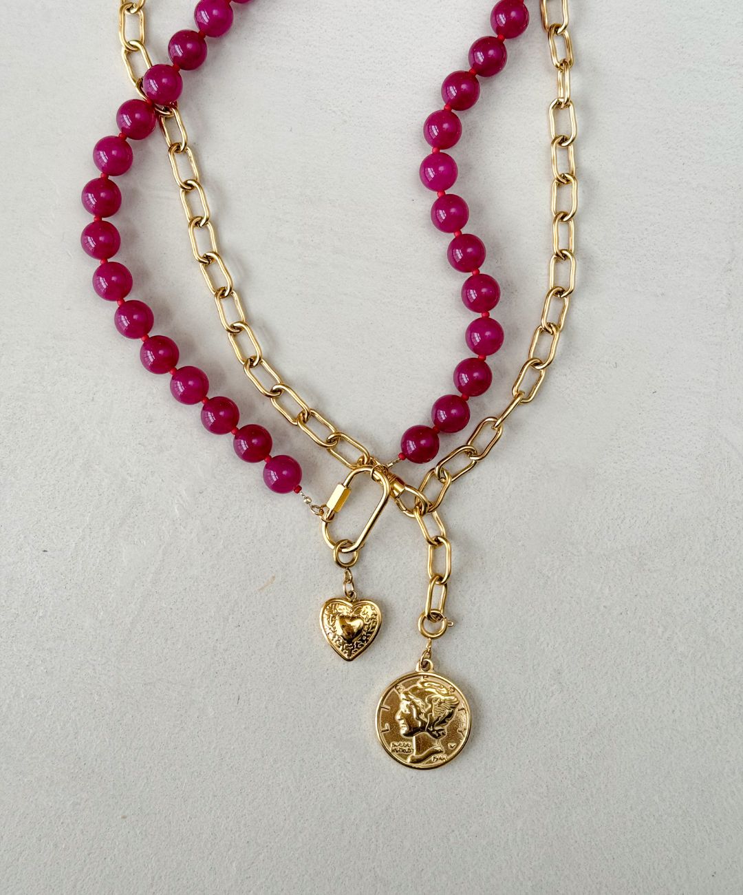 Burgundy Heart Necklace Set