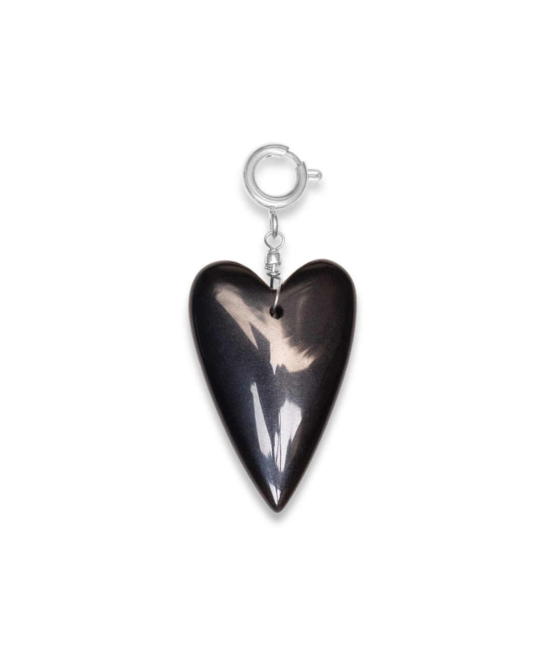 Black Heart Charm Silver