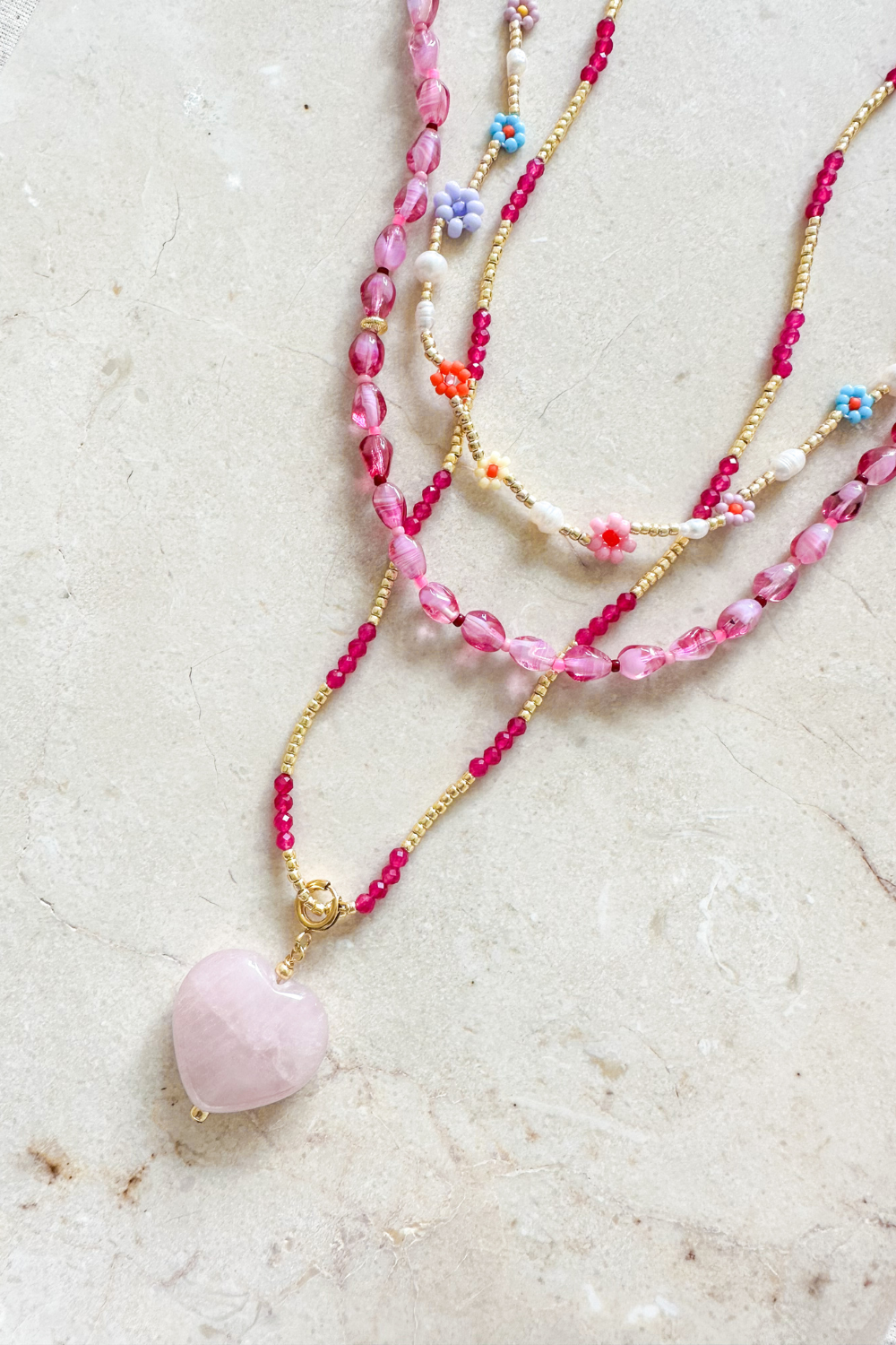 Longing For You Pink Necklace Gold