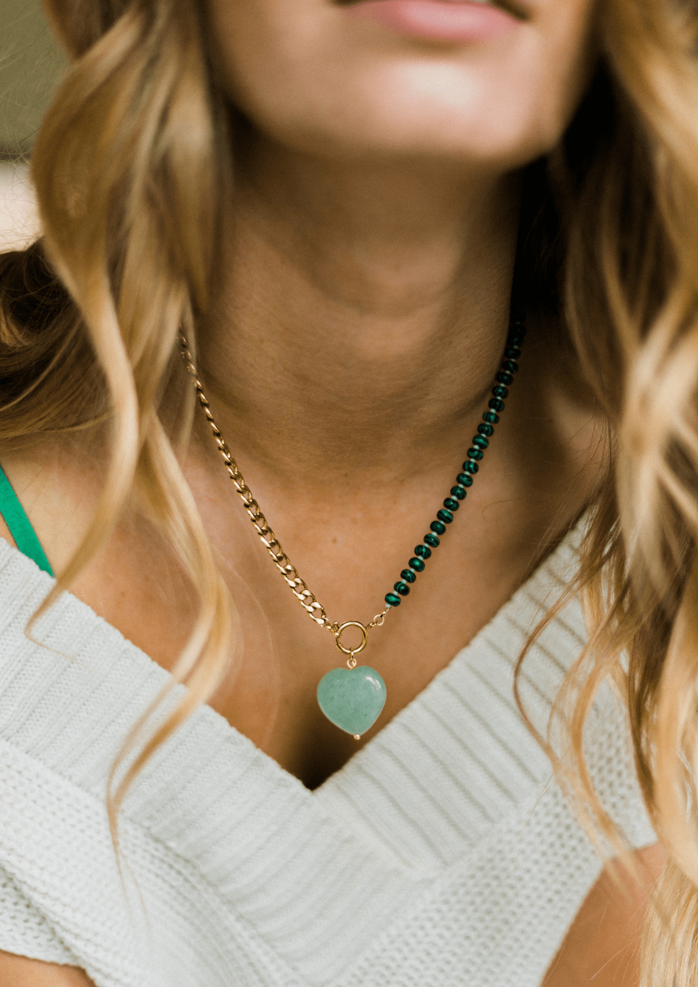 Green Aventurine Heart Charm