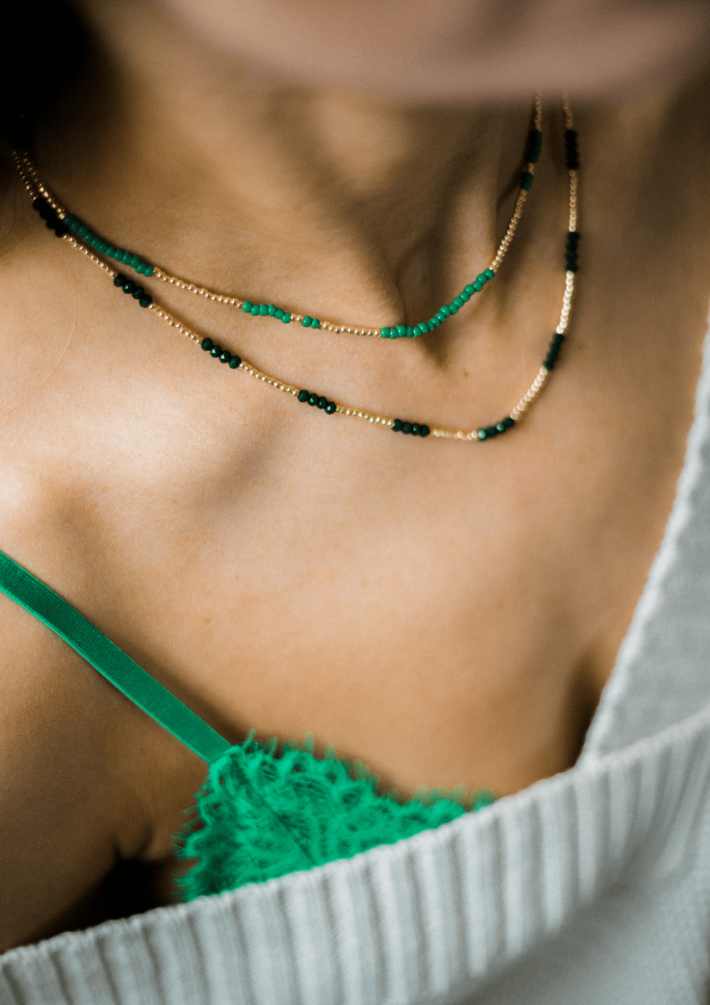 Longing For You Green Necklace Gold