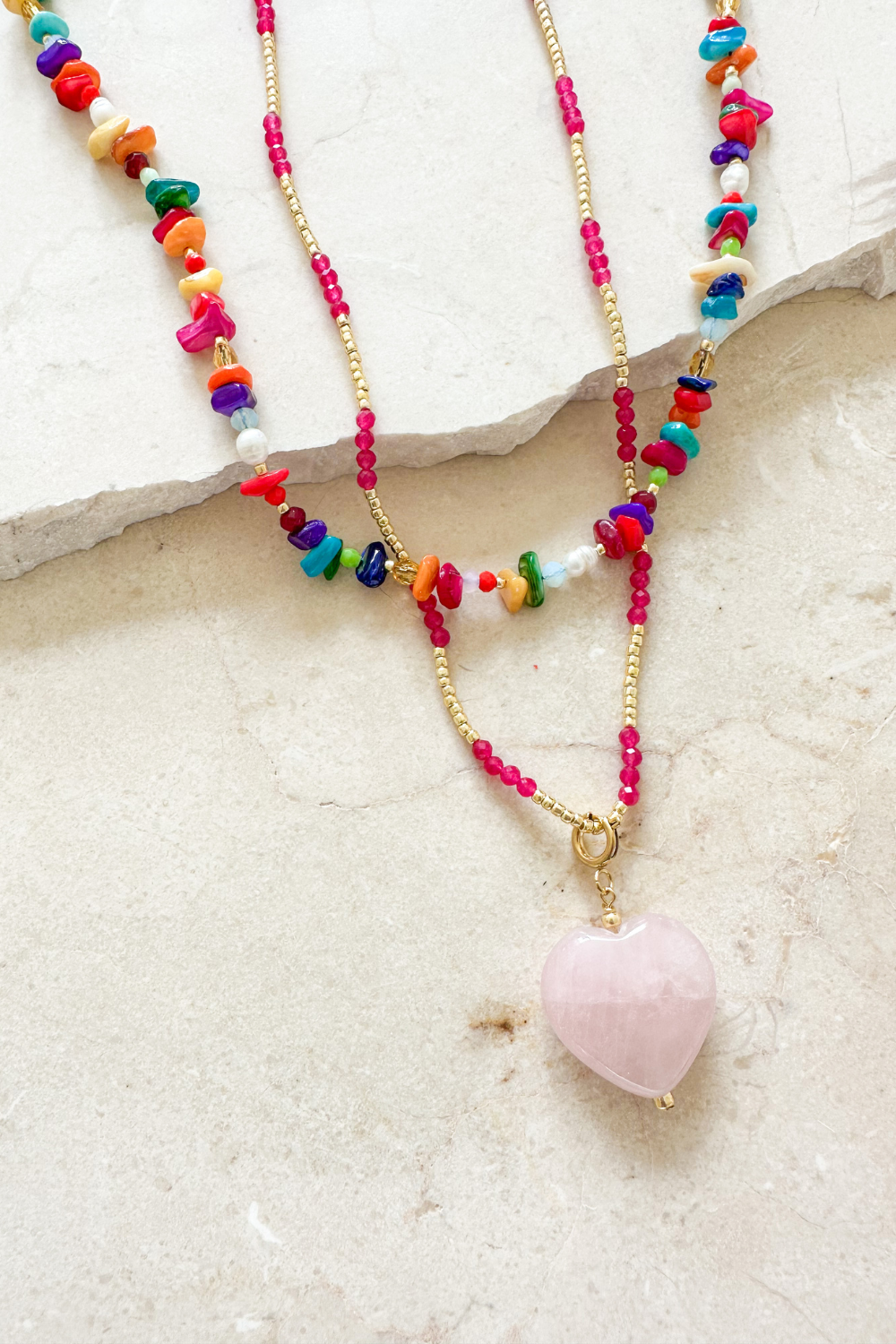 Longing For You Pink Necklace Gold