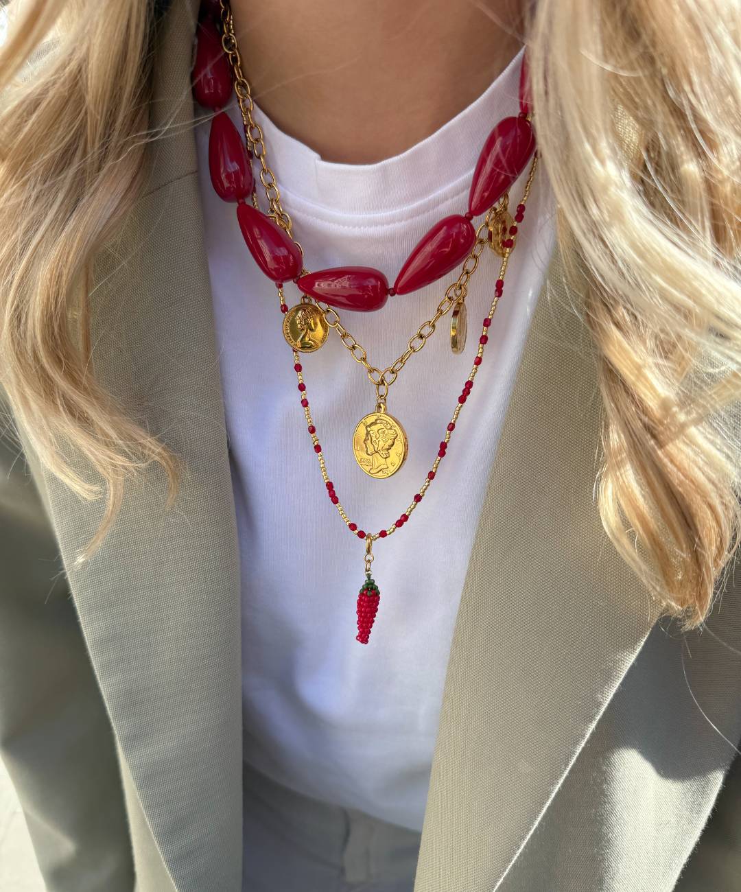 Halo Necklace Red