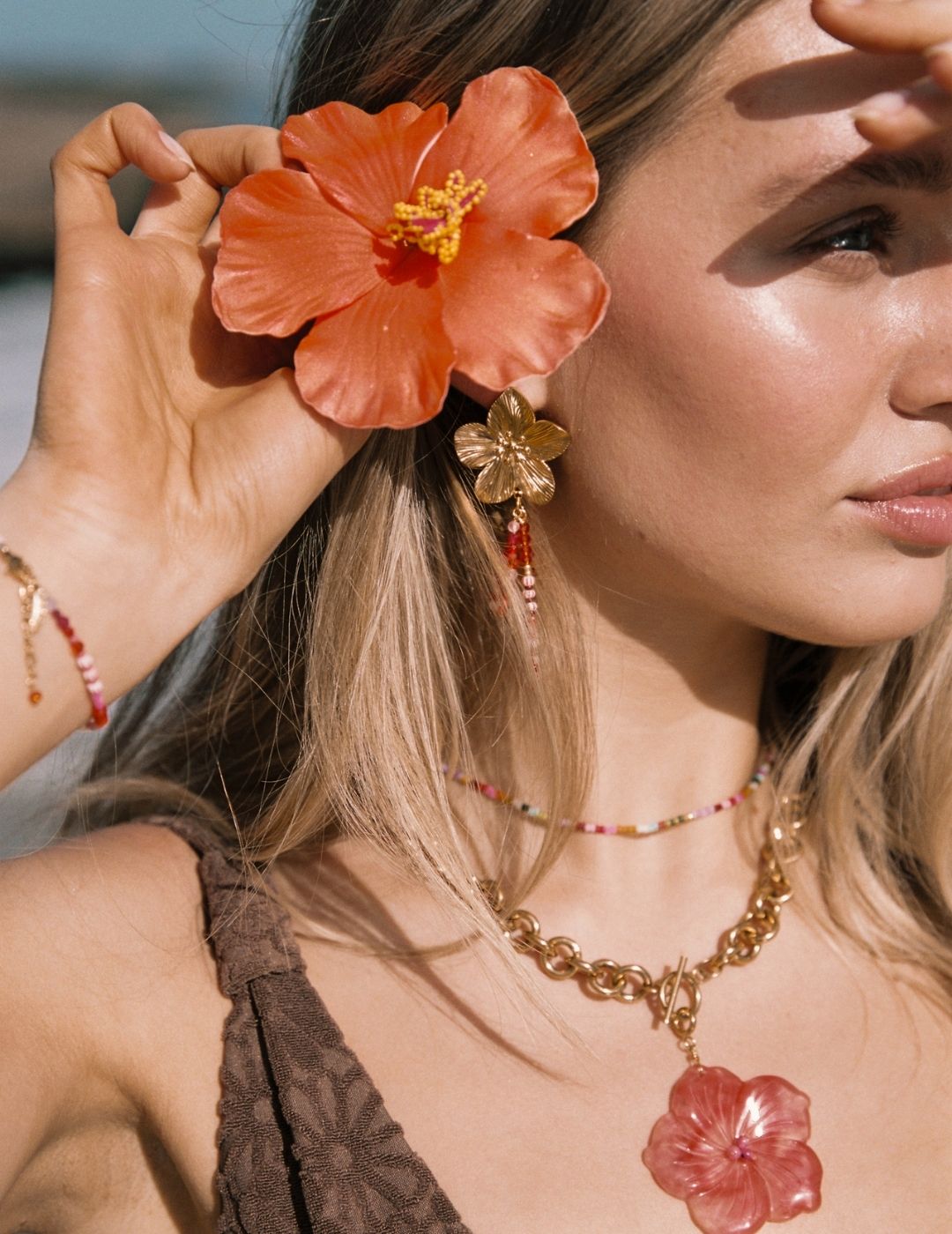 Coral Flower Earrings