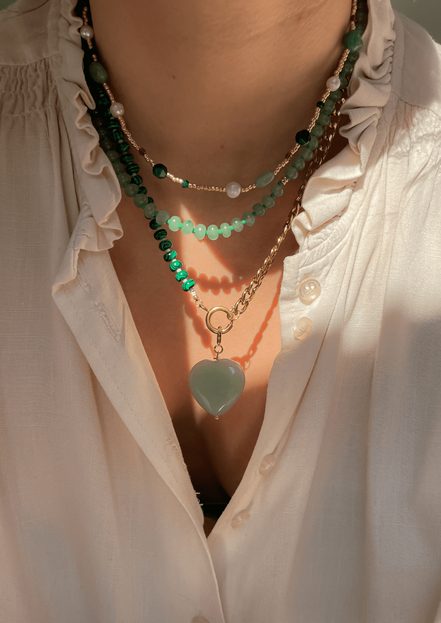 Green Aventurine Heart Charm