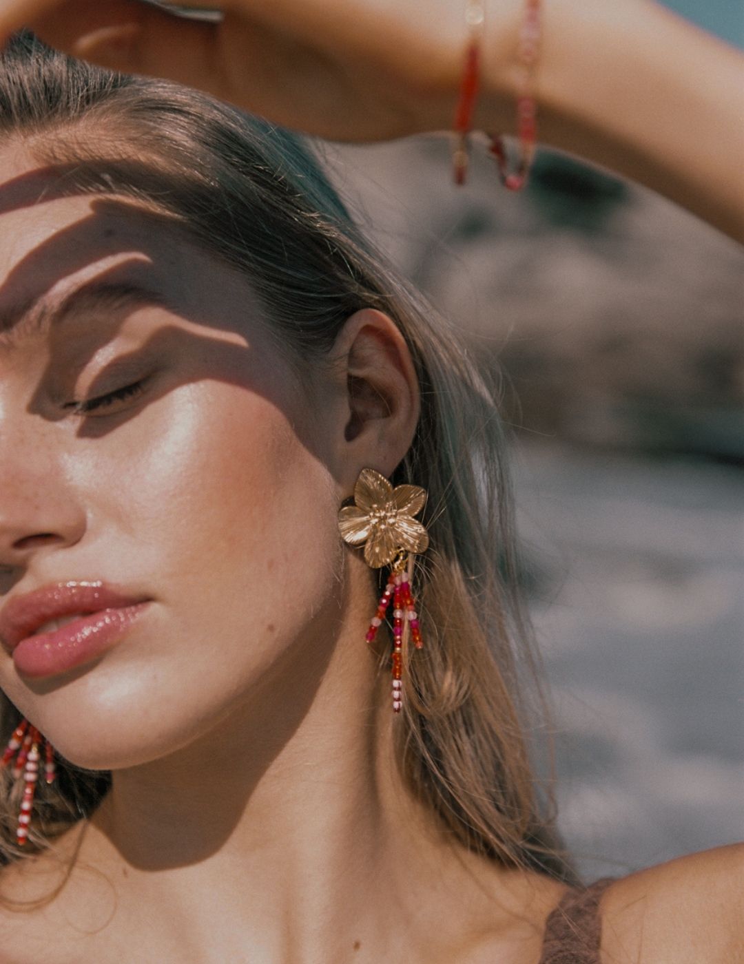 Coral Flower Earrings