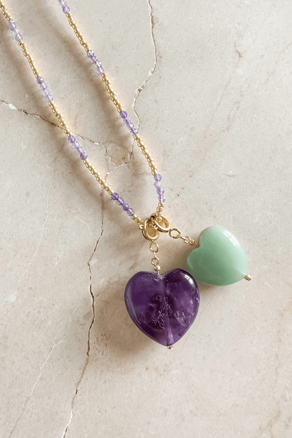 Purple Amethyst Heart Charm