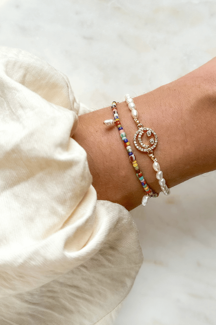 Make Me Smile Bracelet Pearl Gold