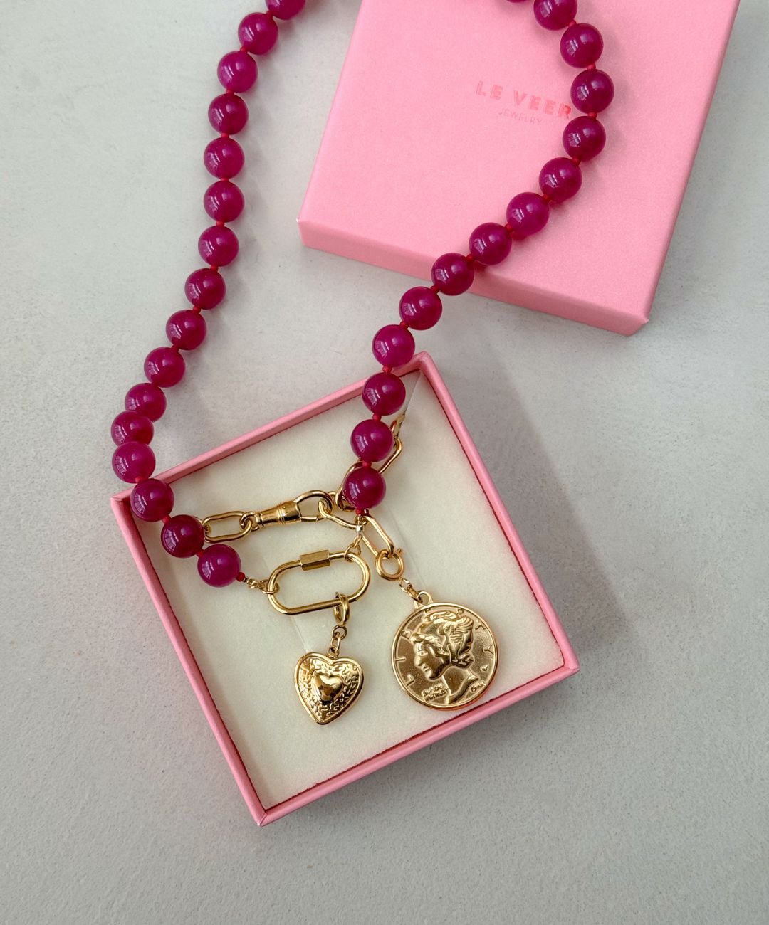 Burgundy Heart Necklace Set