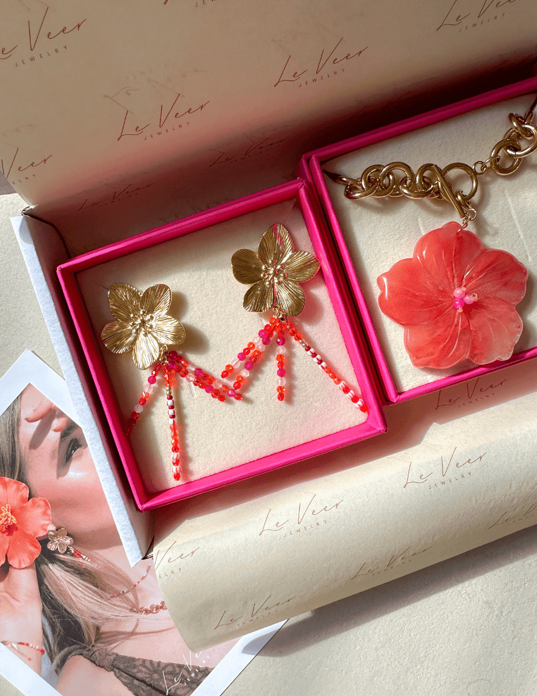 Coral Flower Earrings