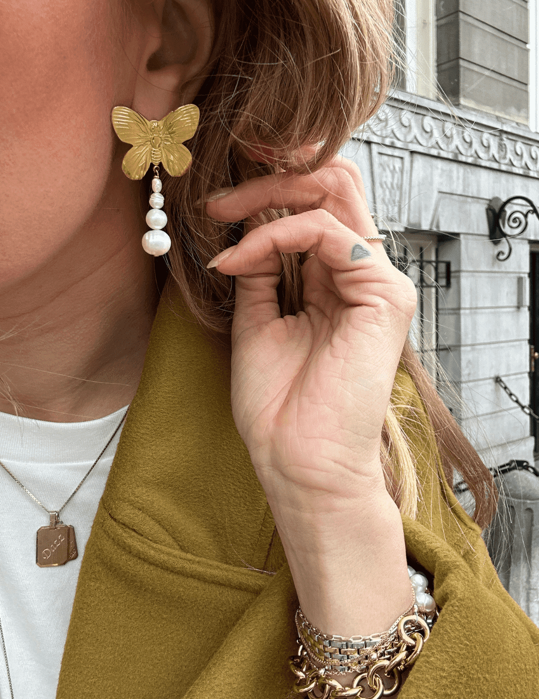 Butterfly Pearl Earrings