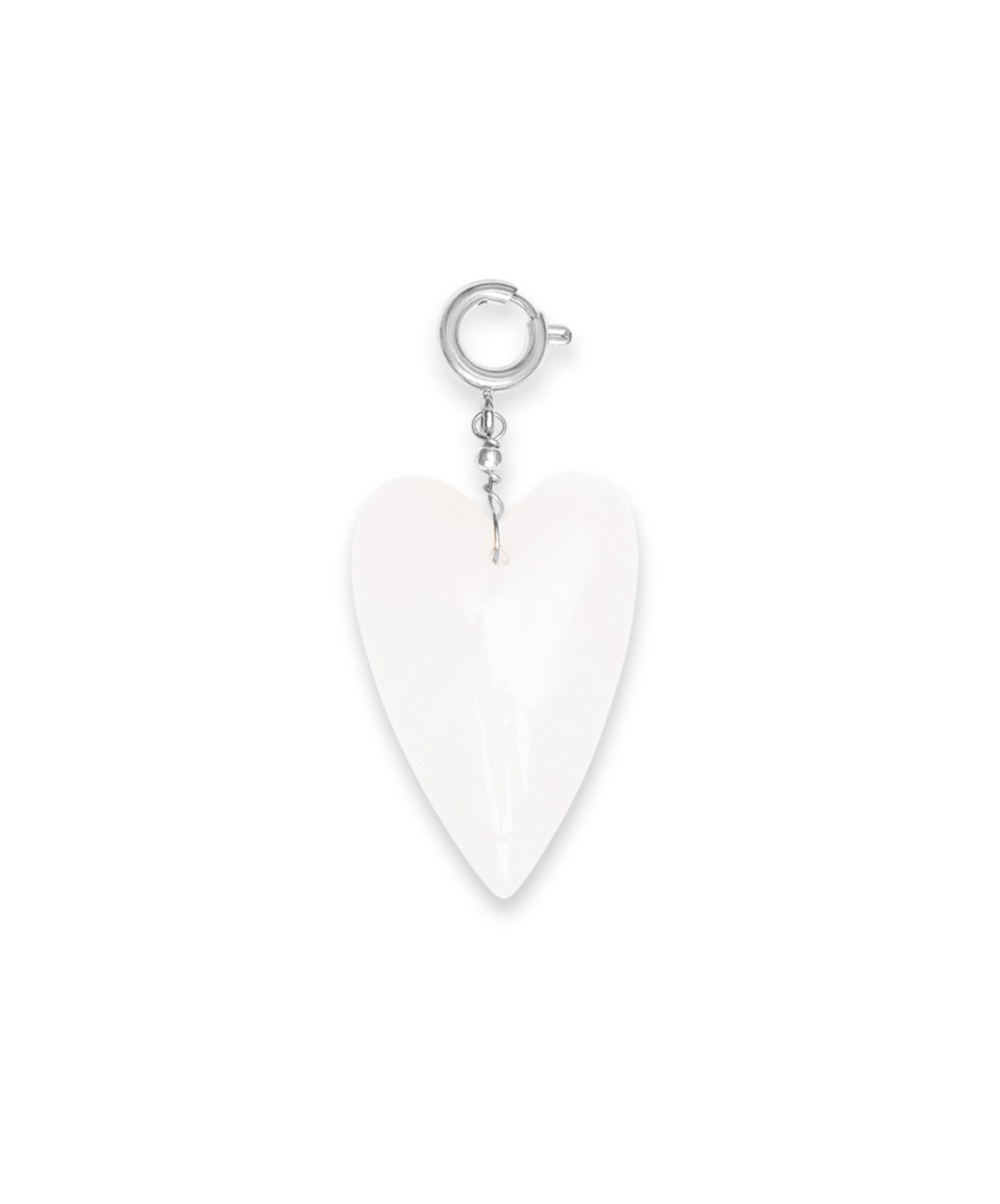 White Heart Charm Silver