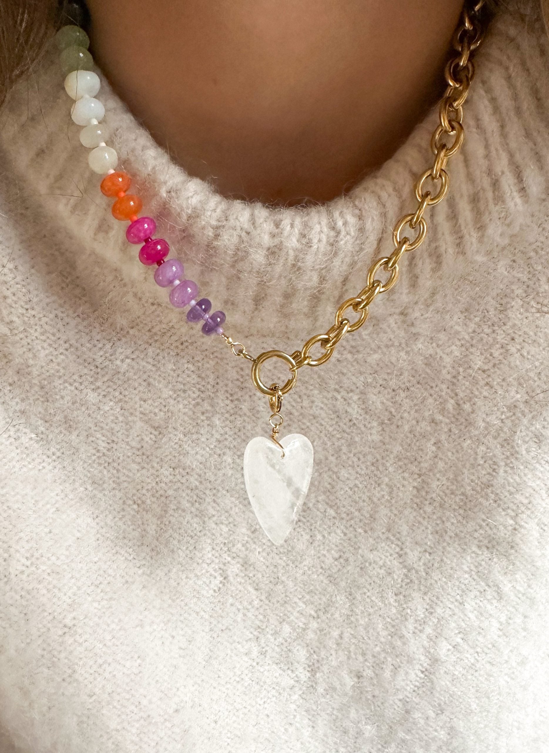 Formidable + White Heart Necklace